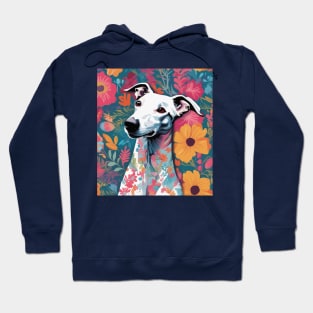 Garden Grey, Colorful Greyhound with Flowers Hoodie